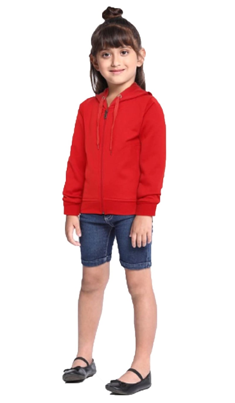 ADBUCKS Rich Cotton Full Sleeves Zipper Sweatshirt for Girls and Boys Jacket with Hoodies (Red, 14-15 Years) - Image 4