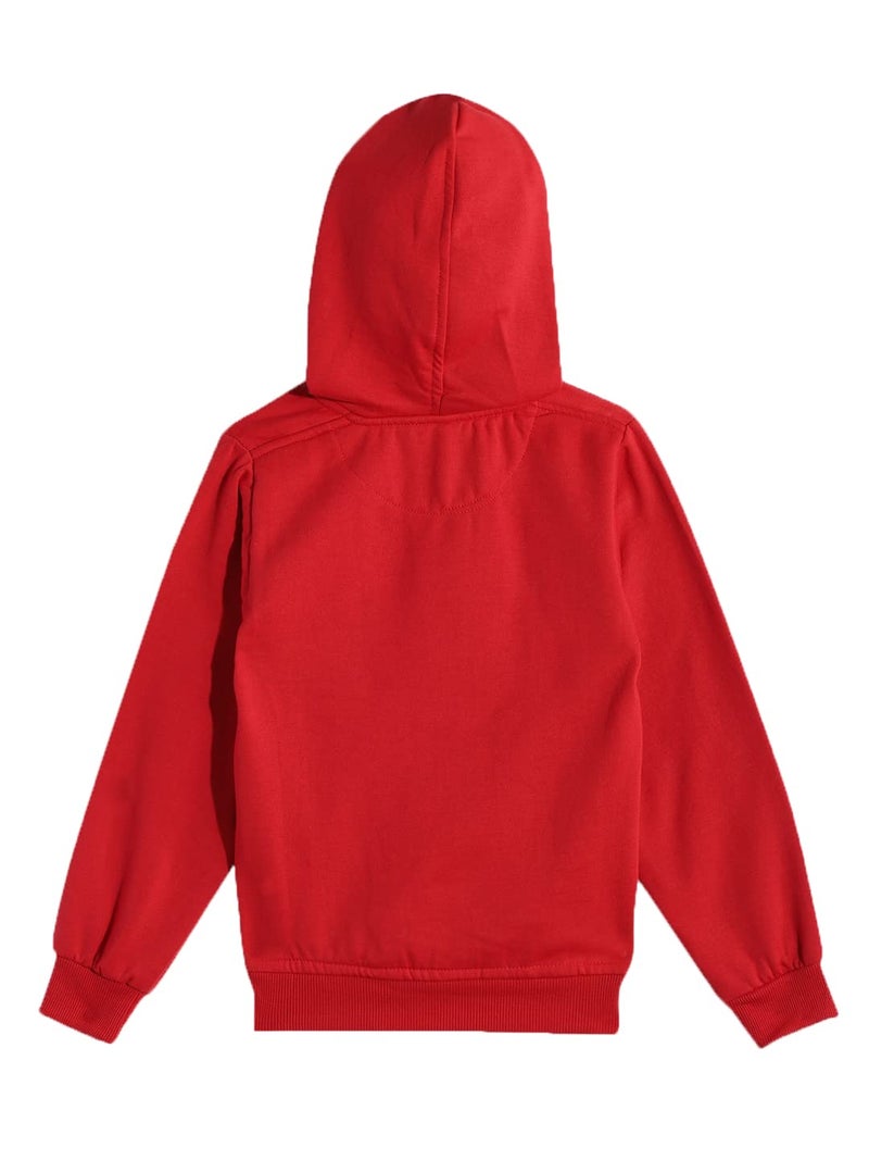 ADBUCKS Rich Cotton Full Sleeves Zipper Sweatshirt for Girls and Boys Jacket with Hoodies (Red, 14-15 Years) - Image 3