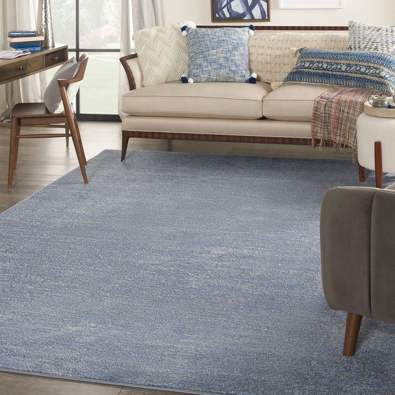 Nourison Essentials 8 x 10 Blue Gray Fabric Outdoor Area Rug 8 x 10