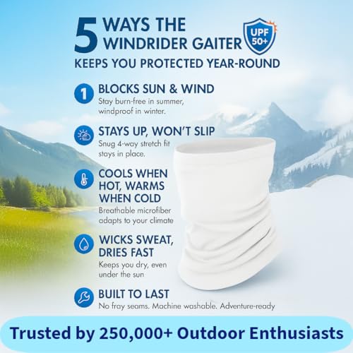 WindRider UPF 50+ Neck Gaiter – UV Sun Protection Face Mask, Balaclava, Headband & Scarf – Cooling, Breathable Fabric - Image 2