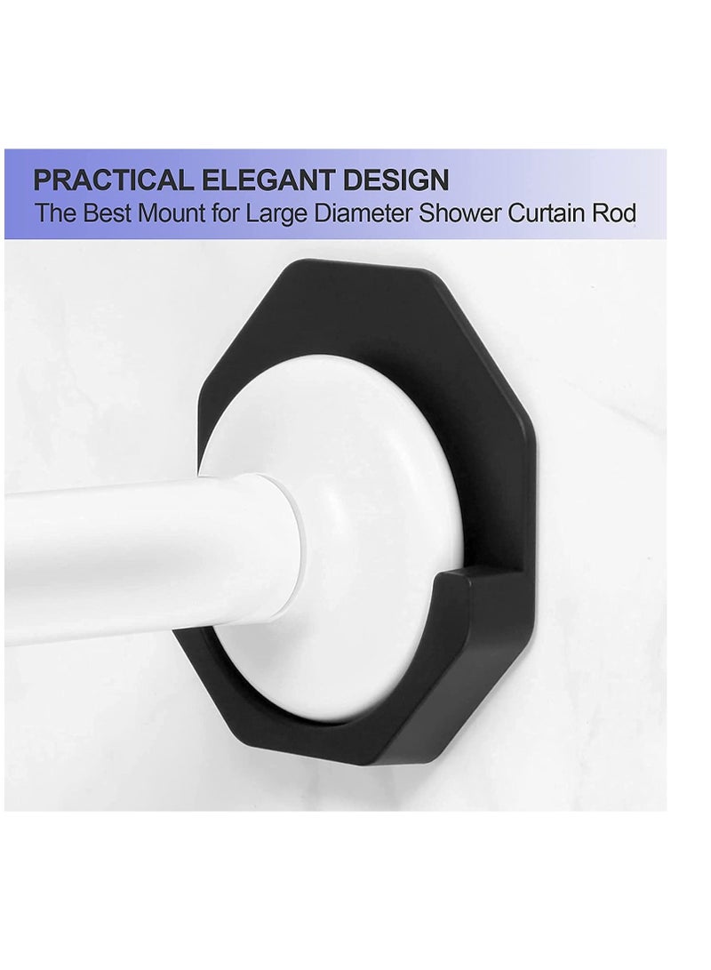 Shower Curtain Rod Holder 2PCS, Adhesive Wall Mount for Bathroom, No Drilling Stick On Black, Easy to Install and Persistent Viscous Not Included - Image 3