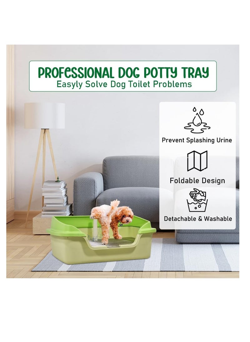 NNC PETS Pet dog toilet for small to medium dogs, Durable plastic dog toilet with Splash proof design, Stainless steel grid, and Detachable pee post, Ideal for indoor & outdoor, Easy to clean 56 cm (Green) - Image 4