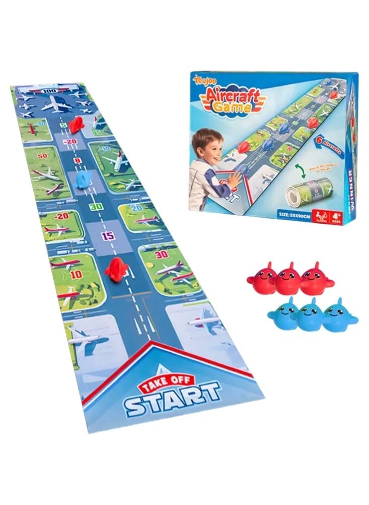 بريميم بساط لعب لعبة الطائرات اللوحية – لعبة مغامرات طيران تفاعلية للأطفال مع نرد وقطع لعب، متعة تعليمية عائلية - Image 1