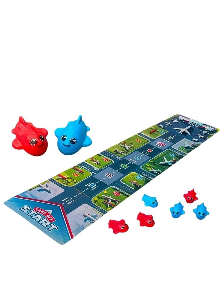 بريميم بساط لعب لعبة الطائرات اللوحية – لعبة مغامرات طيران تفاعلية للأطفال مع نرد وقطع لعب، متعة تعليمية عائلية - Image 2