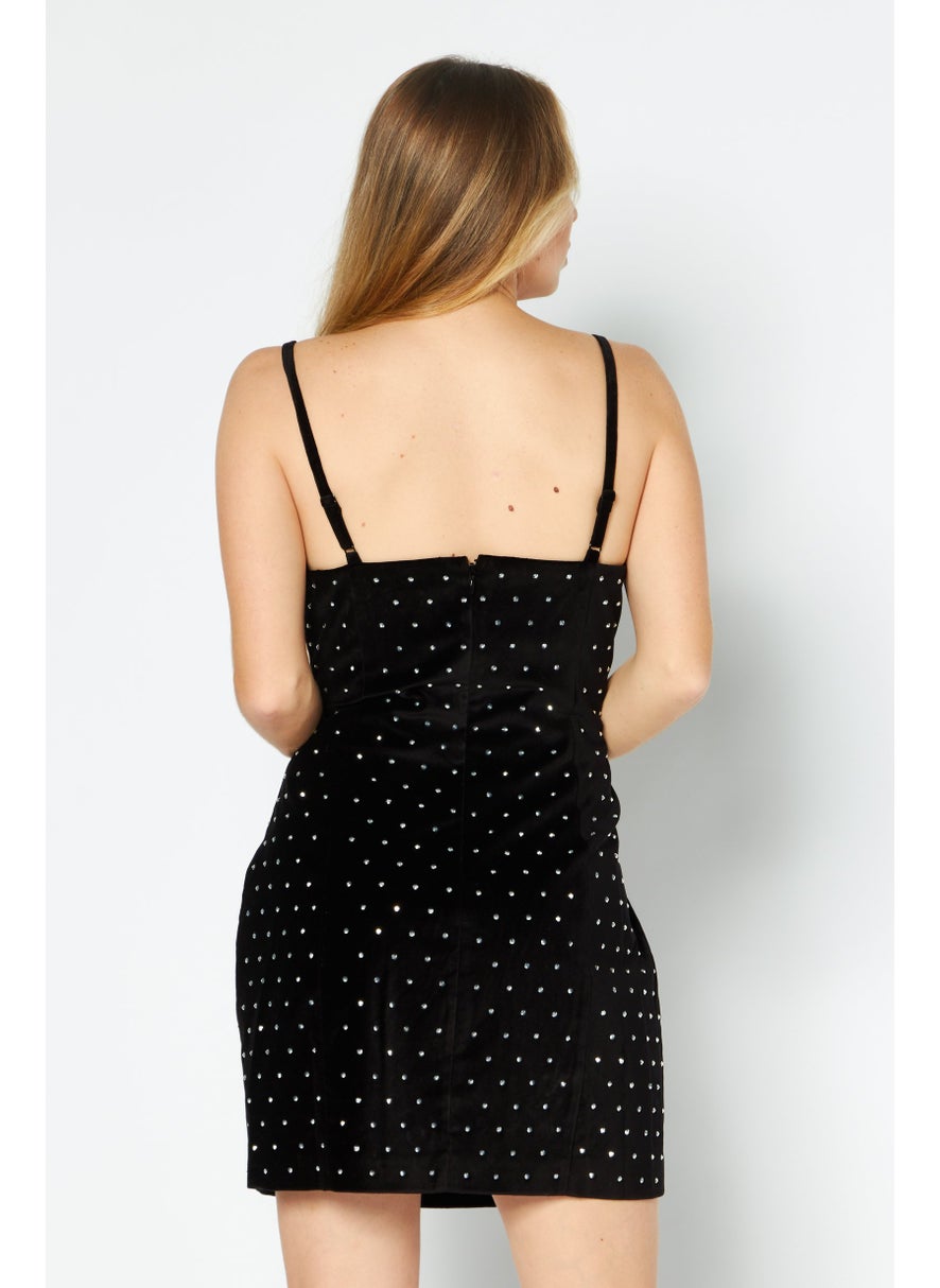 Michael Kors Women Embellish Sleeveless Mini Dress, Black  - Image 3