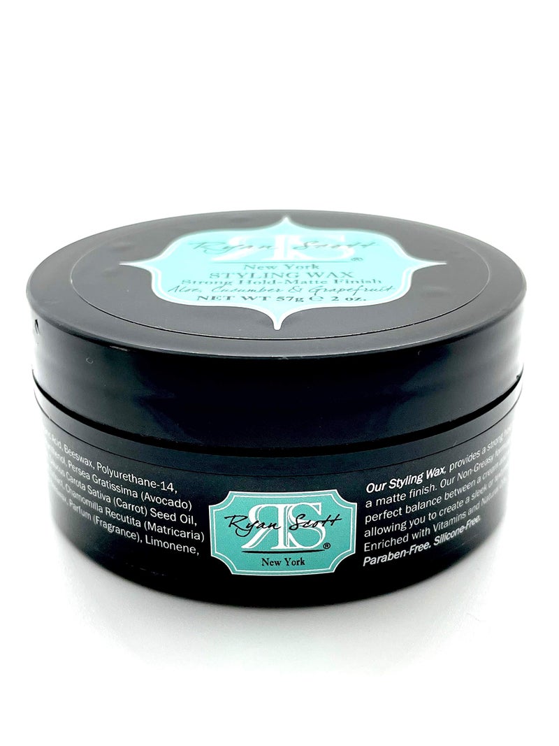 Ryan Scott Styling Wax Enriched with Vitamins and Natural Oils for a Strong Hold with a Matte Finish Aloe Cucumber  Grapefruit Fragrance 20 oz