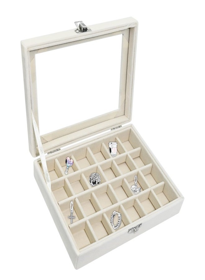 KEUYE Charm Holder Compatible with Pandora-24-Grid Velvet Jewelry Box Compatible with Pandora,Lockable & Adjustable Gift Box - Image 1