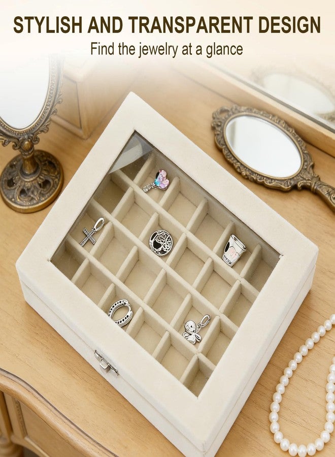 KEUYE Charm Holder Compatible with Pandora-24-Grid Velvet Jewelry Box Compatible with Pandora,Lockable & Adjustable Gift Box - Image 4
