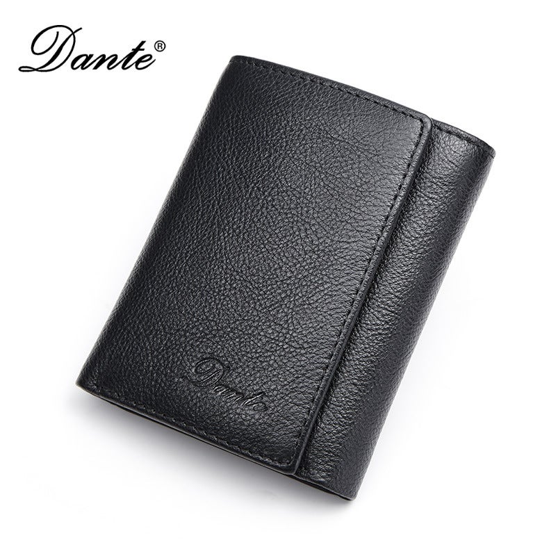 Dante Vintage Three-Fold Genuine Leather Men's Wallet Anti-Theft RFID Blocking Multi-Card Slot Large Capacity - Image 1