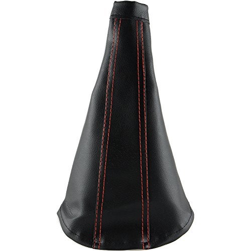Pilot PM-22181R Faux Leather Hand Brake Boot - Universal Fit / Black w Red Stitching - Image 1