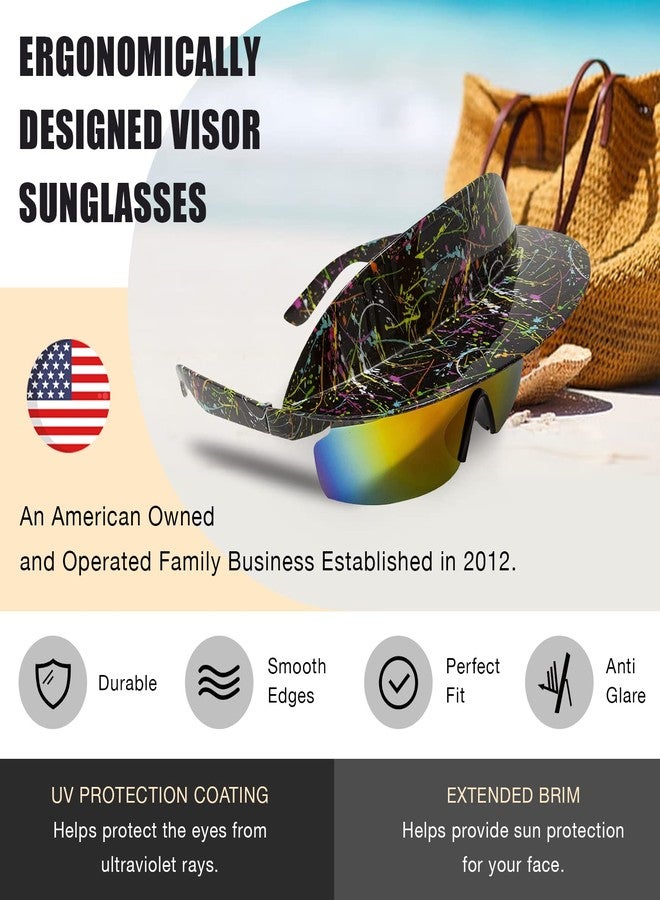 Funny Guy Mugs Polarized Visor Sunglasses - Paint Splatter - Premium 80s & 90s Retro Sunglasses - Image 3