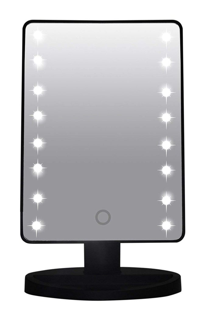 ADJUSTABLE PROFESSIONAL AND 360 DEGREE ROTATABLE SWIVEL FUNCTION USE PORTRAIT OR LANDSCAPE HANDY MAKE TRAY MAGIC MAKEUP MIRROR WITH TOUCH SENSITIVE LED LIGHT VANITY MIRROR WITH LIGHTS