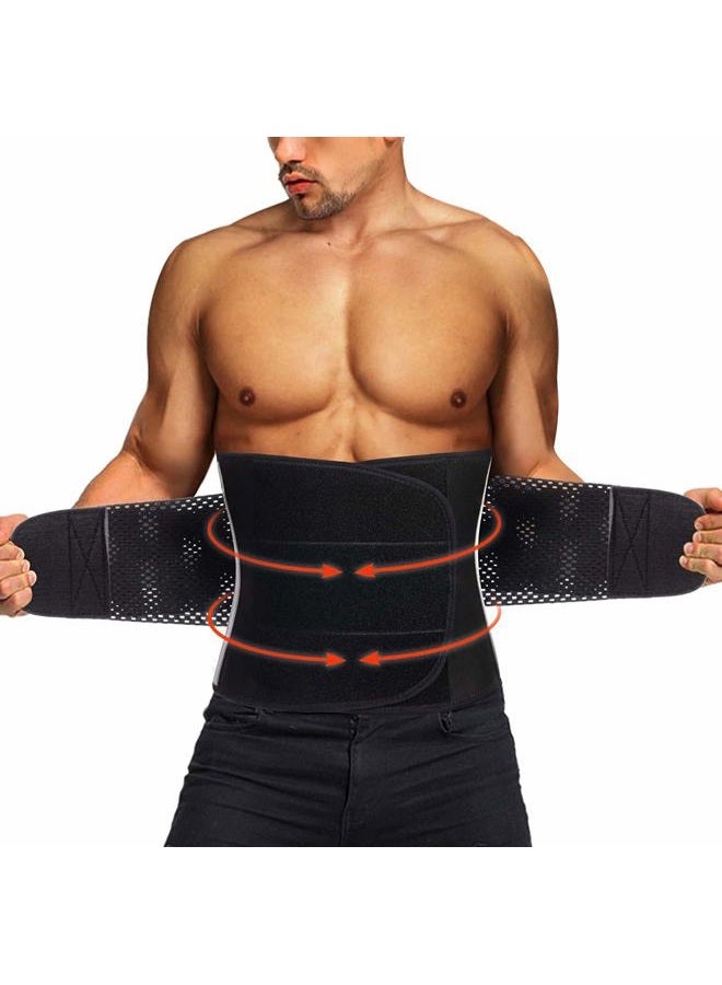 TAILONG Neoprene Waist Trimmer Ab Belt for Men Waist Trainer Corset Slimming Body Shaper Workout Sauna Hot Sweat Band (Black with Band, L) - Image 1