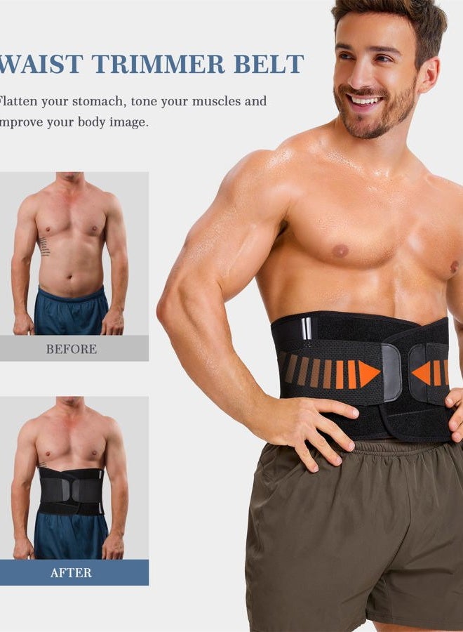 TAILONG Neoprene Waist Trimmer Ab Belt for Men Waist Trainer Corset Slimming Body Shaper Workout Sauna Hot Sweat Band (Black with Band, L) - Image 2