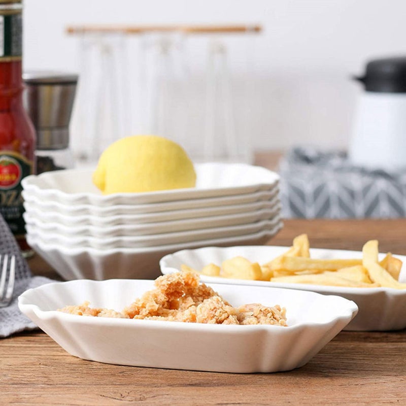 4 pcs Ceramic Snack Plates Household Ceramic French Fries Plates Dessert Plates Dishes for Snacks - Image 4