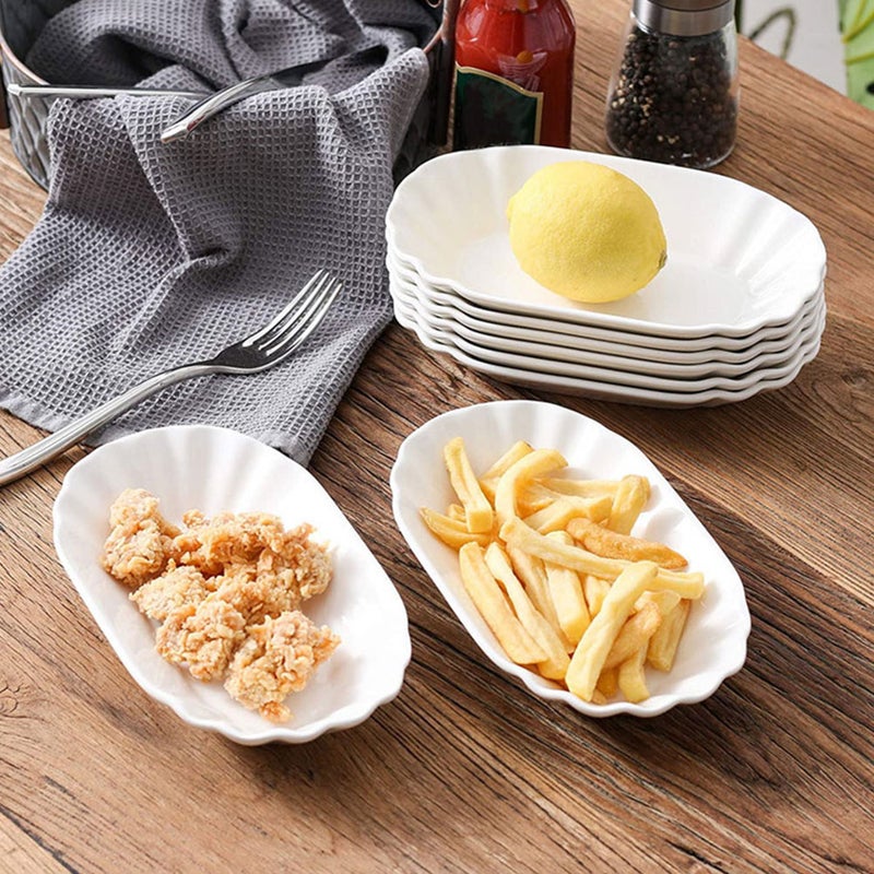 4 pcs Ceramic Snack Plates Household Ceramic French Fries Plates Dessert Plates Dishes for Snacks - Image 2