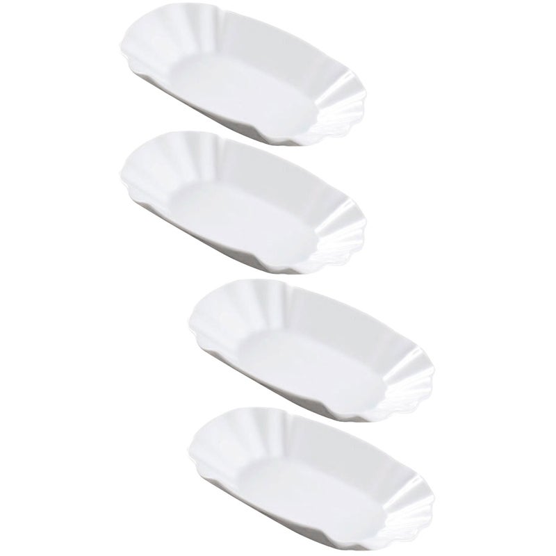 4 pcs Ceramic Snack Plates Household Ceramic French Fries Plates Dessert Plates Dishes for Snacks - Image 1