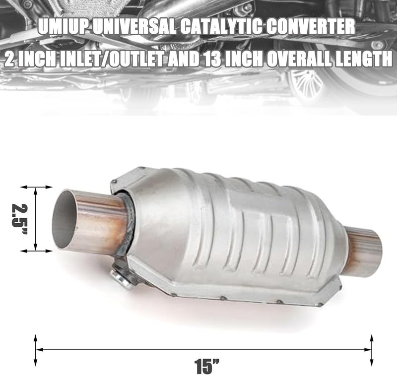 Umiup 2.5" Catalytic Converter Universal 2.5 Inch Inlet/Outlet with O2 Port - Image 5