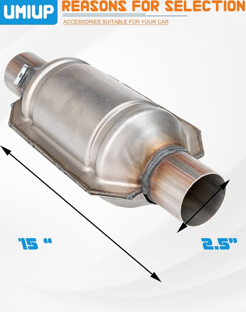Umiup 2.5" Catalytic Converter Universal 2.5 Inch Inlet/Outlet with O2 Port - Image 2