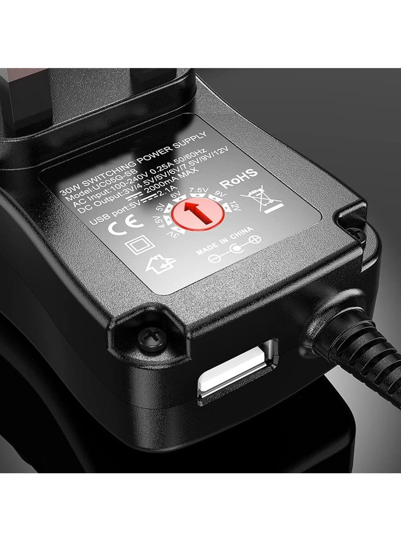 DUNISO Universal 30W 3V 4.5V 5V 6V 7.5V 9V 12V AC Adapter Switching Power Supply Charger PSU with 8 Selectable Adaptor Tips for 3V-12V Household Electronics and LED Strip - Image 5
