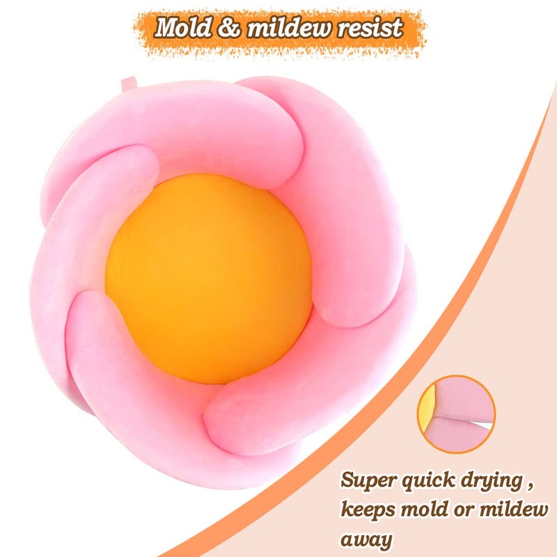 KAKIBLIN Flower Baby Bath Mat, Baby Bath Flower Infant Bathtub Mat Sink Bather Cushion for Newborn, Pink - Image 3