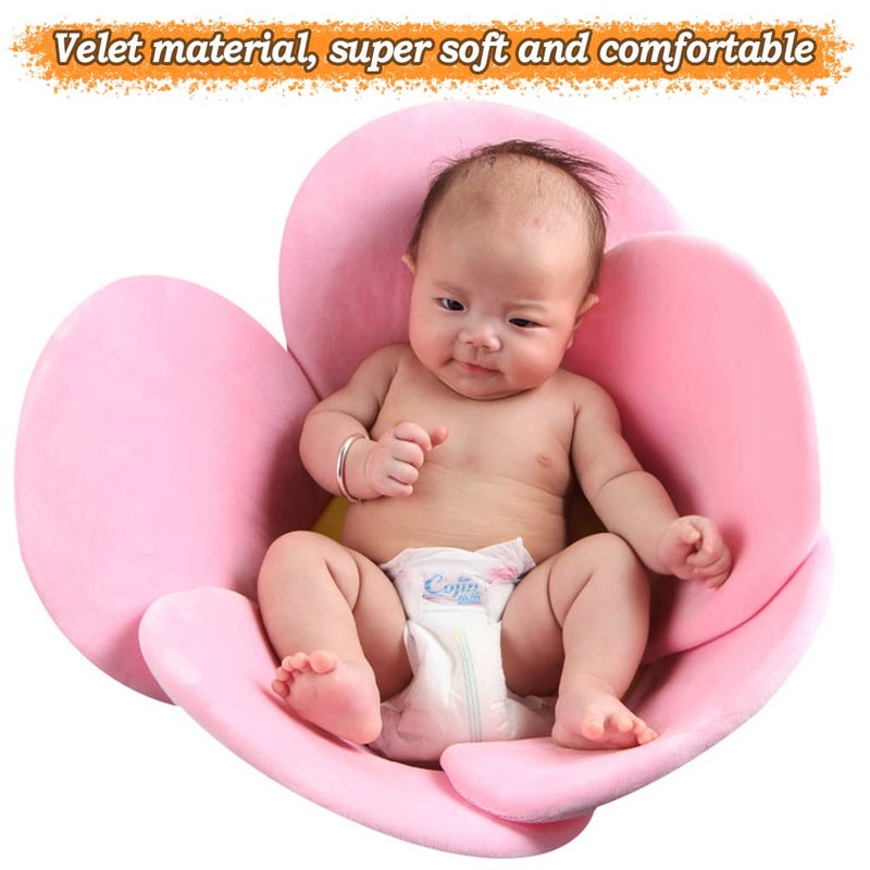 KAKIBLIN Flower Baby Bath Mat, Baby Bath Flower Infant Bathtub Mat Sink Bather Cushion for Newborn, Pink - Image 2