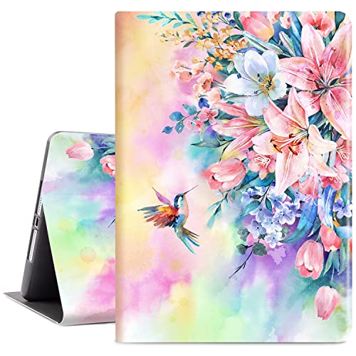 Vimorco Case for iPad 5th/6th Generation, for iPad 9.7 inch 2017/2018, for iPad Air 1/2, Premium Leather Protect Covers, Adjustable Stand with Auto Wake/Sleep, Hummingbirds - Image 1