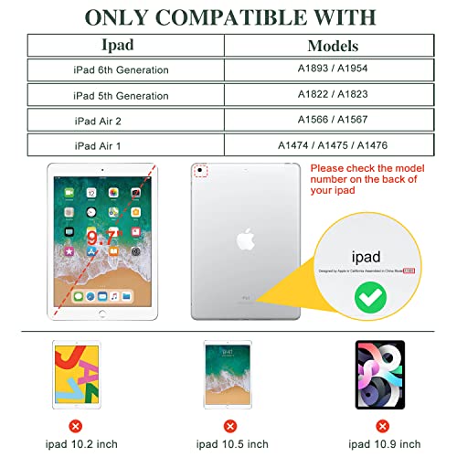 Vimorco Case for iPad 5th/6th Generation, for iPad 9.7 inch 2017/2018, for iPad Air 1/2, Premium Leather Protect Covers, Adjustable Stand with Auto Wake/Sleep, Hummingbirds - Image 2