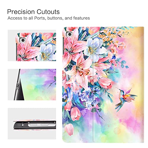 Vimorco Case for iPad 5th/6th Generation, for iPad 9.7 inch 2017/2018, for iPad Air 1/2, Premium Leather Protect Covers, Adjustable Stand with Auto Wake/Sleep, Hummingbirds - Image 3