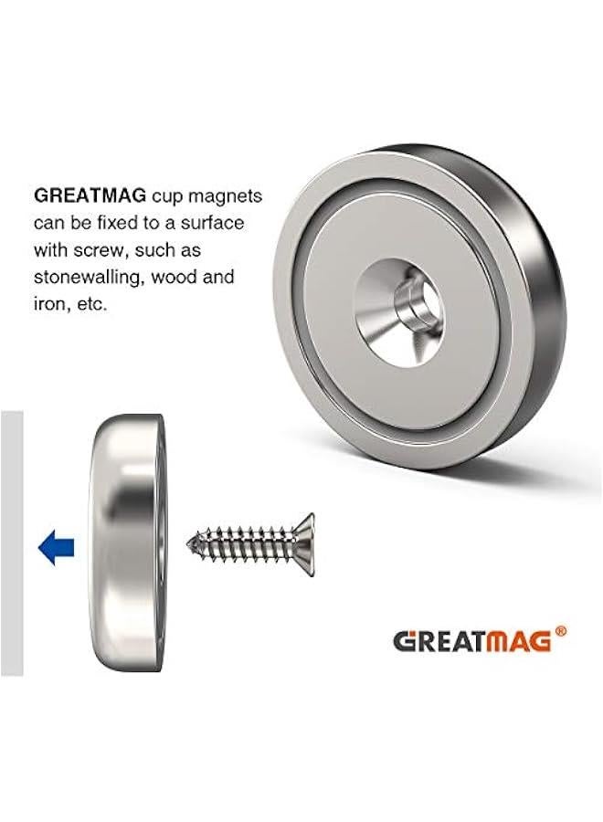 Neodymium Round Base Cup Magnets with Heavy Duty Countersunk Hole, 110 lbs Strong Rare Earth Magnets with Screws for Refrigerator, Office, DIY, Craft, 1.26 Inch x 0.2 inch, Pack of 10 - Image 4