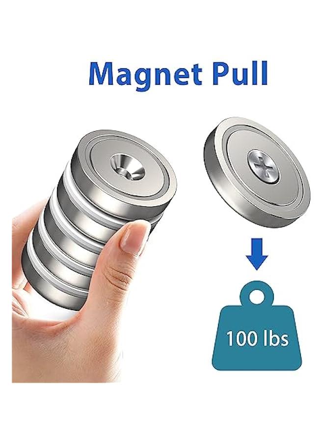 Neodymium Round Base Cup Magnets with Heavy Duty Countersunk Hole, 110 lbs Strong Rare Earth Magnets with Screws for Refrigerator, Office, DIY, Craft, 1.26 Inch x 0.2 inch, Pack of 10 - Image 5