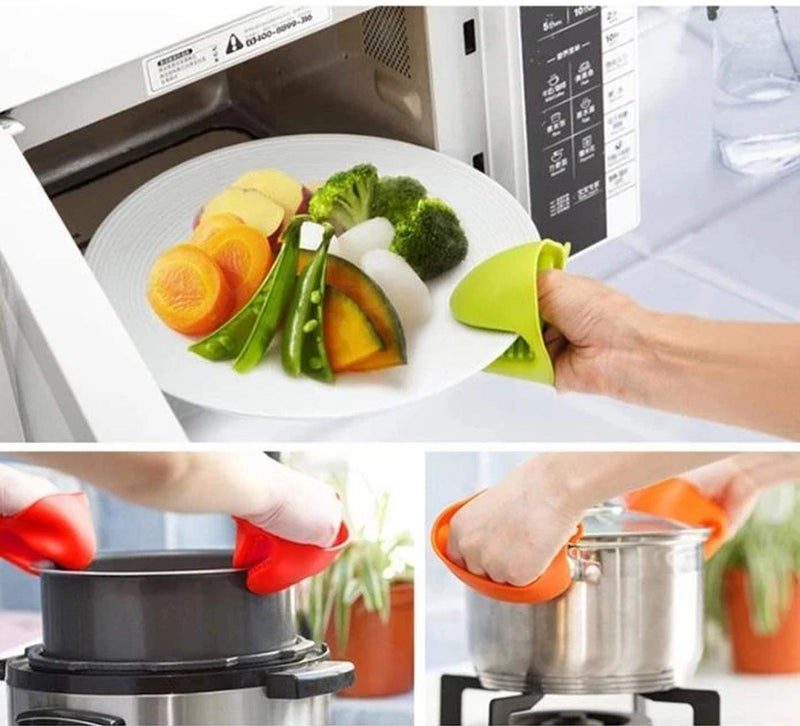 POPLEY Mini Oven Gloves Silicone Heat Resistant Cooking Pinch Mitts Potholder for Kitchen Cooking Baking 1 PairMulticolor - Image 3