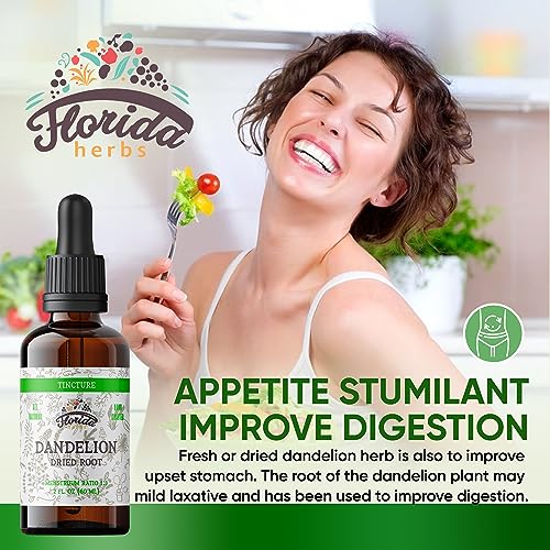 FLORIDA HERBS Dandelion Root Tincture Organic Dandelion Extract (Taraxacum Officinale) Health Supplement, Non-GMO in Cold-Pressed Organic Vegetable Glycerin 2 oz, 685 mg - Image 2