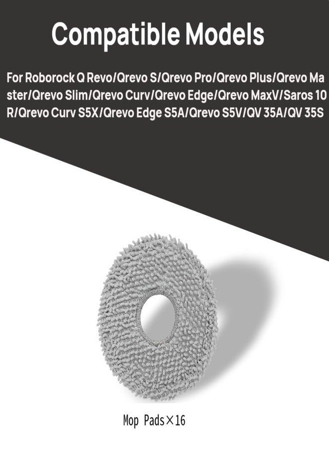 LEHANGOK (16 Pcs) Mop Pads for Roborock Saros 10R/Q Revo/Qrevo S/Qrevo Pro/Qrevo Plus/Qrevo Master/Qrevo Slim/Qrevo Curv/Qrevo Edge/QV 35A Robot Vacuum Cleaner, Spin Cleaning Pads Replacement Accessories Set - Image 2