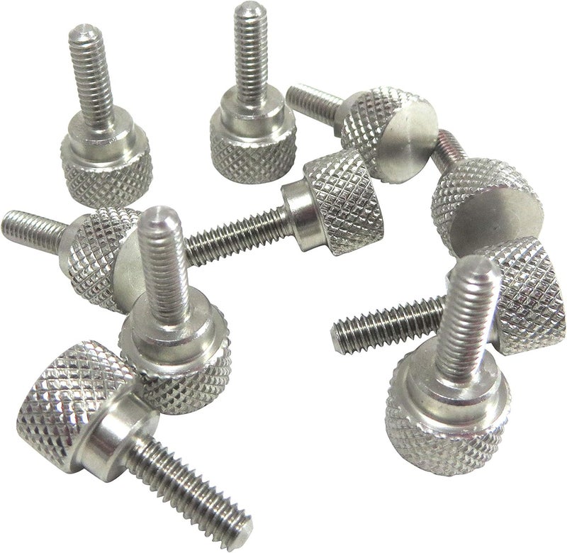 Taytools 10 Pack 1/4-20 x 3/4 Inch Threads 303 Stainless Steel Diamond Knurled Thumb Screws Knobs with Straight Shoulders Right-Hand Threads SAE Flat Tip Uncoated - Image 3