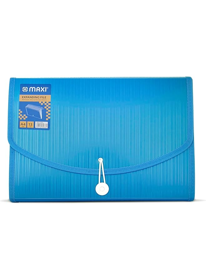 ماكسي ملف توسيع 13 شبكة مع سلسلة باللون الفيروزي 13 جيبًا مجلدات قابلة للتوسيع لتخزين مستنداتك ويسهل حملها - Image 1