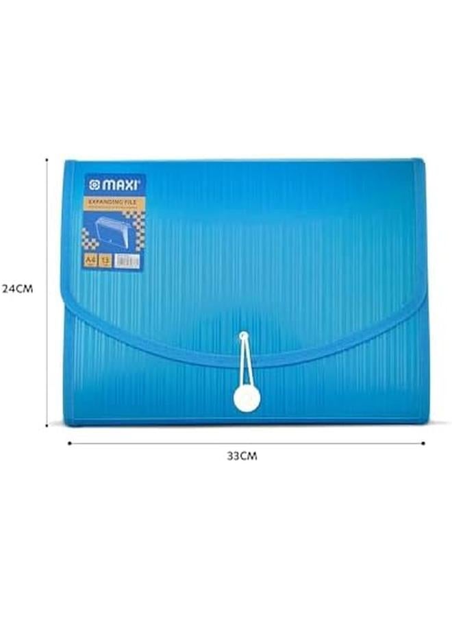 ماكسي ملف توسيع 13 شبكة مع سلسلة باللون الفيروزي 13 جيبًا مجلدات قابلة للتوسيع لتخزين مستنداتك ويسهل حملها - Image 2