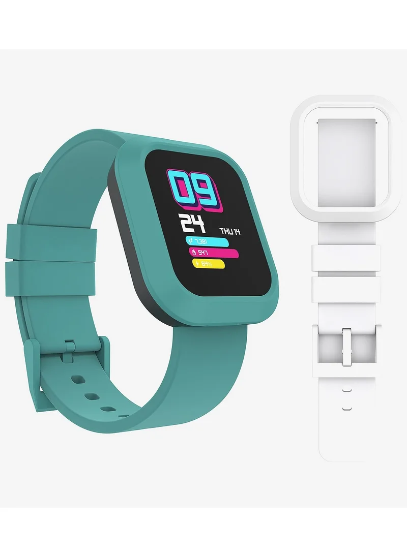 آي تاتش iTouch Unisex Interactive Flex Watch Green/White with  Interchangeable Silicone Strap, TF404A-ON1