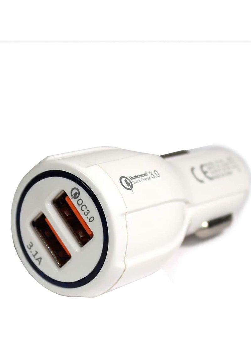 JBQ CAR CHARGER/DUAL USB PORT / 3.1A USB POWER/WHITE - Image 1