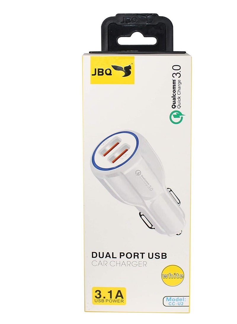 JBQ CAR CHARGER/DUAL USB PORT / 3.1A USB POWER/WHITE - Image 2