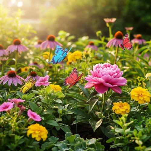 Caiumai Double-Layer Butterfly Garden Posts, 30pcs Colorful Butterfly Decorations for Outdoor Gardens, courtyards, Flower beds, Indoor planters, Party Decorations - Waterproof Material - Image 5