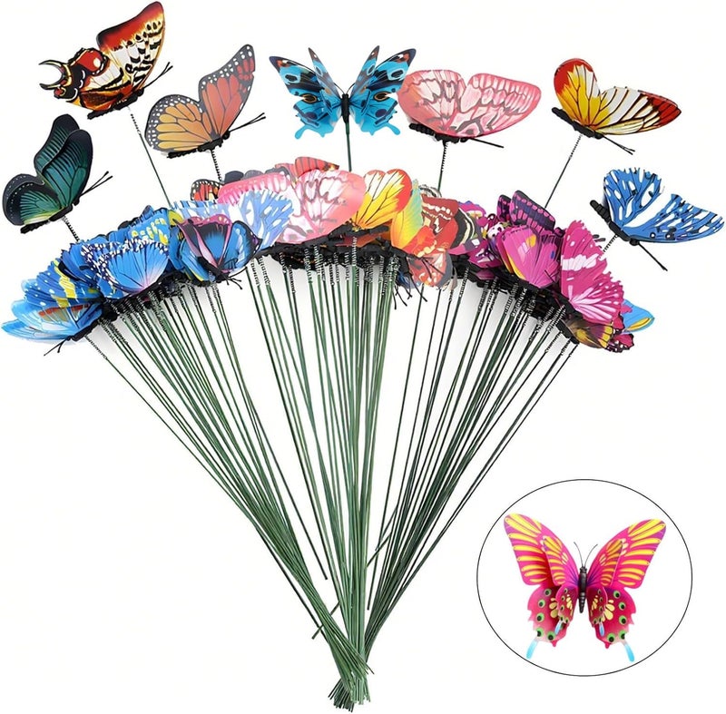 Caiumai Double-Layer Butterfly Garden Posts, 30pcs Colorful Butterfly Decorations for Outdoor Gardens, courtyards, Flower beds, Indoor planters, Party Decorations - Waterproof Material - Image 1