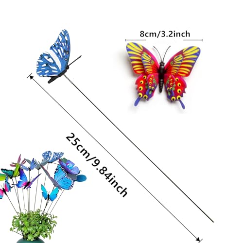 Caiumai Double-Layer Butterfly Garden Posts, 30pcs Colorful Butterfly Decorations for Outdoor Gardens, courtyards, Flower beds, Indoor planters, Party Decorations - Waterproof Material - Image 3