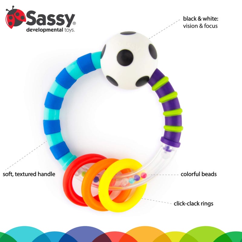 Sassy Ring Rattle | Developmental Baby Toy for Early Learning | High Contrast | For Ages Newborn and Up - Image 3