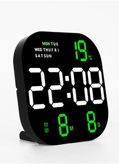 Crony CRONY 6633 Electronic Clock Multifunctional Large Screen Square Led Wall clock Remote Control digital alarm clock-6633 White+Green  - Image 2