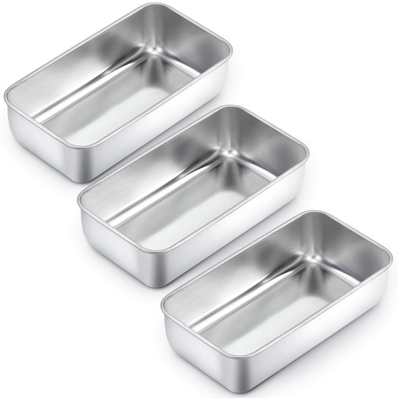 TeamFar TeamFar Loaf Pan Set of 3 9 x 5 Inch Bread Loaf Meatloaf Pan Stainless Steel for Baking Bread Cake Toast Brownies Healthy  Sturdy Oven  Dishwasher Safe