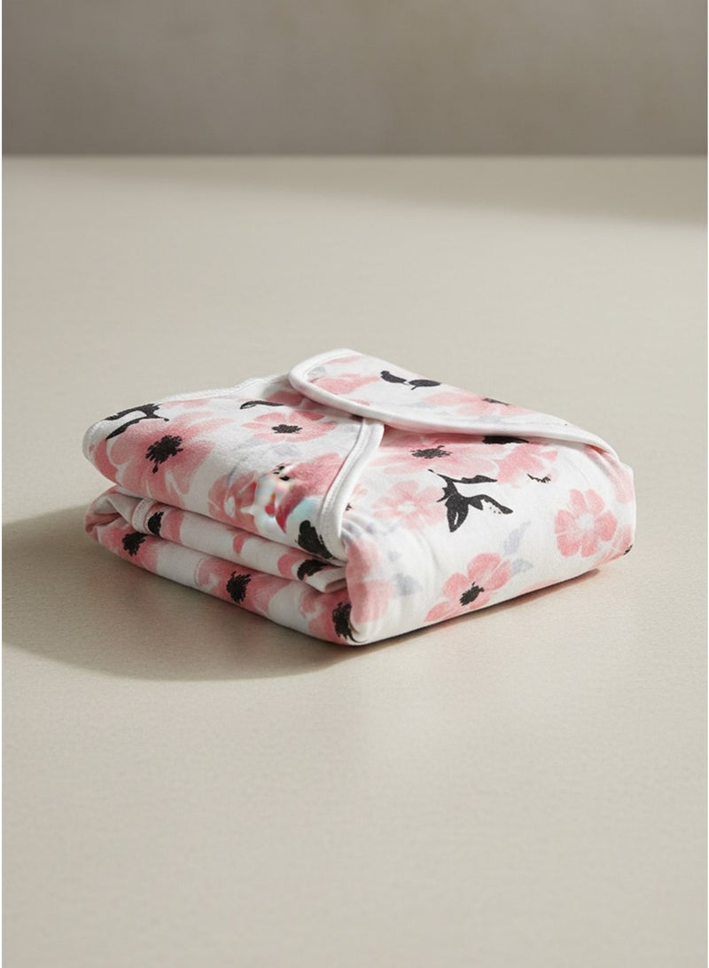 Floral Print Newborn Swaddle Wrap & Hat Set, Soft Receiving Blanket & Anti-Kick Sleeping Quilt, Hospital Essential – 2-Piece Set - Image 4