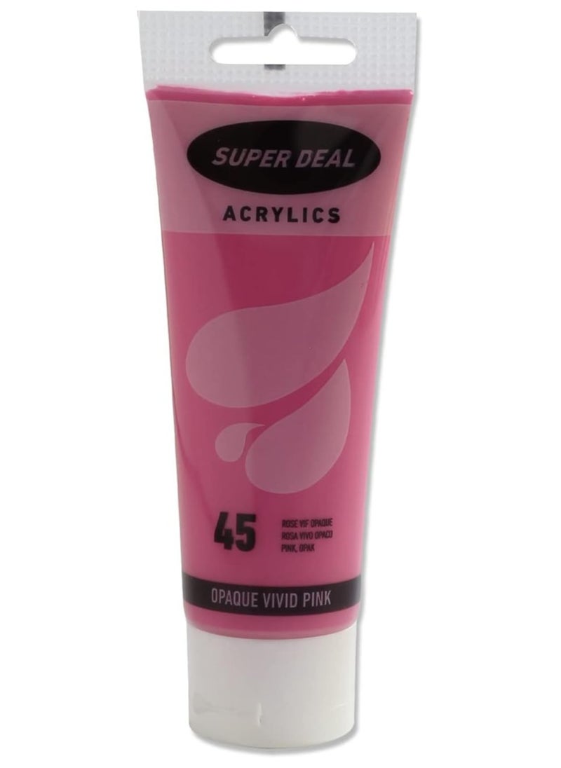 SUPER DEAL SUPER DEAL Acrylic Color Paint Tube 75ml Opaque Vivid Pink 