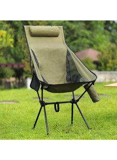 SYOSI Ultralight High Back Outdoor Folding Camping Chair, Heavy Duty Mesh Lightweight Beach Lounge Chair with Pillow and Cup Bag, Large Chair for Travel, Hiking, Fishing, Beach  - Image 2