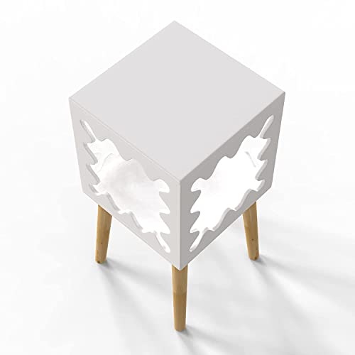 DDS Dream Decor Shoppee طاولة جانبية خشبية من DDS Dream Decor Shoppee - طاولة سرير جميلة - طاولة قهوة بجانب السرير - منظم تخزين لمساحات صغيرة - حامل مجلات مع تخزين - طاولة تخزين مفتوحة (بيضاء) - Image 3